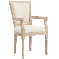 HOMCOM Esszimmerstuhl, Küchenstuhl, Nietendekor, französischer Landhausstil, Kautschukholz, Cremeweiß, 54,5 x 59 x 96cm