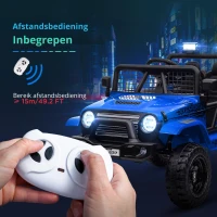AIYAPLAY Elektrische Kinderauto met Zachte Veren, Afstandsbedienbaar, LED-Lichten, Toeter, 12V Motoren, van Kunststof en Metaal, Blauw(m-6)