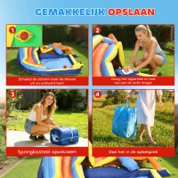 AIYAPLAY 8-in-1 Springkasteel met blower, glijbaan, plonsbad, trampoline en klimwand voor binnen en buiten, 350x325x210 cm, meerkleurig(m-7)