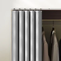 HOMCOM Armoire penderie armoire de rangement mobile avec rideau, tringle de suspension, 60 x 40 x 128 cm, effet bois naturel(m-9)