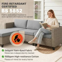 Outsunny 5-Piece Rattan Patio Furniture Set with Corner Sofa, Footstools, Coffee Table, for Poolside, Brown(m-5)