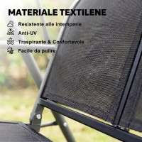 Outsunny Dondolo da Giardino a 3 Posti con Tettuccio, Seduta Traspirante e Telaio in Acciaio, Nero(m-7)