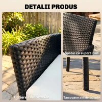Outsunny Canapea de Exterior cu 2 Locuri, Bancă de Grădină și Terasă cu Perne Căptușite și Huse Detașabile, Cadru Rezistent la Intemperii, Gri(m-6)