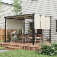 Outsunny Markies zonbescherming. Pergola, weerbestendig,  incl. bevestigingsmateriaal, 3 x 3,5 m, Beige(m-8)