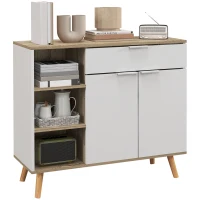 HOMCOM Meuble de rangement buffet cuisine 1 tiroir 1 placard double porte 3 étagères réglables 95 x 35 x 85 cm blanc(m-11)