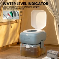 Outsunny Portable Toilet for Adults, 22L Camping Toilet with Seat, Lid and Anti-Leak Handle Pump, Outdoor Travel Toilet with Detachable Tanks for Camping, Boating, Hiking, Travel, RV, Grey(m-5)