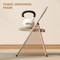 HOMCOM Set van 2 inklapbare stoelen, draagbare bureaustoelen, metalen poten, opvouwbare stoel voor kantoor, wachtruimte, linnenlook, beige(m-6)