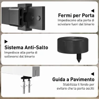 HOMCOM Porta Scorrevole Interna in Legno di Pino con Binario Silenzioso, Guida, Kit Ferramenta, Bianco(m-7)