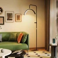 HOMCOM Lampadaire LED demi-lune rotative 350°, lampadaire sur pied salon dimmable 36 W, 7 températures de couleur, noir(m-10)