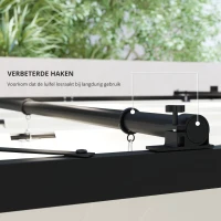 Outsunny Tuin Pergola, 3 x 3 m, Uitschuifbaar Dak en Magneetpad, Buiten Luifel, Tuinpaviljoen, UPF30+, Metaal, Crèmewit(m-5)