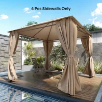 Outsunny 4 Pack Replacement Gazebo Curtains Privacy Panel for Most 3 x 3 m Gazebo, Outdoor Shelter Sidewalls, Khaki(m-2)