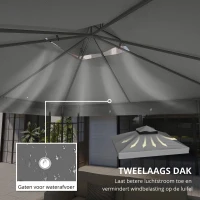 Outsunny 3 x 3 m Vervangingsdak voor Paviljoen, Dakzeil met Afvoergaten, UPF30+, Zonbescherming, Donkergrijs(m-5)