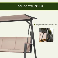 Outsunny Tuin schommelbank Hollywoodschommel 3-zits, met zonnedak, weerbestendig, Beige + Zwart(m-5)