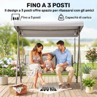 Outsunny Dondolo 3 Posti da Giardino Esterno Terrazzo in Poliestere Grigio(m-6)