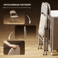 HOMCOM Set van 2 inklapbare stoelen, draagbare bureaustoelen, metalen poten, opvouwbare stoel voor kantoor, wachtruimte, linnenlook, beige(m-5)