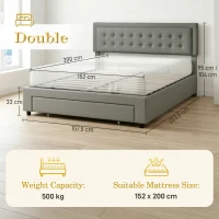 HOMCOM King Size Ottoman Bed Frame, with Front Drawer - Grey(m-3)