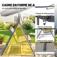 Outsunny Dondolo 3 Posti da Giardino Esterno Terrazzo in Poliestere Grigio(m-4)