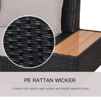 Outsunny 4 PCs Rattan Garden Furniture - Outdoor Sectional Corner Sofa and Coffee Table Set, Conservatory Wicker Weave Furniture with Armrest and Cushions, Black(m-17)
