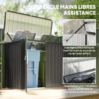 Outsunny Cache Poubelle Extérieur 1,2 m², 150x80x117cm, Abri de Jardin Acier Galvanisé pour 2 Poubelles, Double Porte à Serrures(m-6)