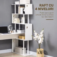 HOMCOM Birou Modern pentru Calculator in forma de L, Masa de scris, Birou de colt cu rafturi pe 4 nivele pentru biroul de acasa, alb(m-5)