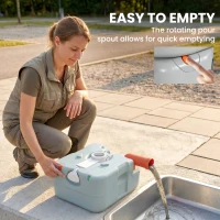 Outsunny Portable Toilet for Adults, 22L Camping Toilet with Seat, Lid and Anti-Leak Handle Pump, Outdoor Travel Toilet with Detachable Tanks for Camping, Boating, Hiking, Travel, RV, Grey(m-7)