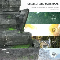 Outsunny Fonteinen Tuin, Steen-look Zonne-energie LED's Kunstharz Grijs(m-7)