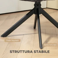 HOMCOM Poltroncina Girevole da Camera da Letto in Tessuto Effetto Lino o con Gambe Angolate in Acciaio, Nero(m-7)