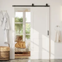 HOMCOM Porta Scorrevole Interna in Legno di Pino con Binario Silenzioso, Guida, Kit Ferramenta, Bianco(m-11)