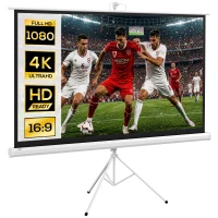 HOMCOM Écran de Projection avec Ttrépied Pliable 84 Pouces 4K HD 16:9, 200Lcm, Écran Vidéoprojecteur Portable, Hauteur Réglable(m-7)