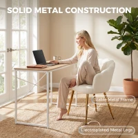 HOMCOM Lounge Chair Petal-Back Armchair Metal Metal Legs for Living Room Bedroom Cream(m-6)