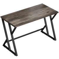 HOMCOM Schreibtisch Computertisch 120x60cm Bürotisch mit Z-förmigem Metallfuß, Holzoptik, Industriedesign für Büro, Grau