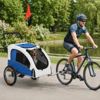 PawHut Przyczepka rowerowa 2 w 1 składany wózek dla małych i średnich psów do 20 kg, jasnoszary(m-8)