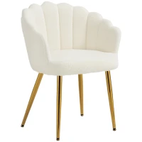HOMCOM Lounge Chair Petal-Back Armchair Metal Metal Legs for Living Room Bedroom Cream(m-11)