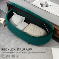 HOMCOM Hocker mit Stauraum, 2-in-1 Pouf, gepolstert, Samtbezug, hydraulische Dämpfer, 120 x 46 x 42 cm, Blau(m-4)