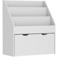 AIYAPLAY Bibliotecă pentru copii Multi-Depozitare cu 3 niveluri de rafturi și un sertar, 62,5L x 30l x 70H cm, gri(m-1)