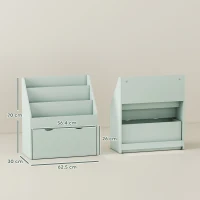 AIYAPLAY Bibliotecă pentru copii Multi-Organizare cu 3 niveluri de rafturi și un sertar, 62,5L x 30l x 70H cm, verde(m-3)