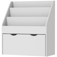 AIYAPLAY Bibliotecă pentru copii Multi-Depozitare cu 3 niveluri de rafturi și un sertar, 62,5L x 30l x 70H cm, gri(m-7)