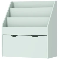 AIYAPLAY Bibliotecă pentru copii Multi-Organizare cu 3 niveluri de rafturi și un sertar, 62,5L x 30l x 70H cm, verde(m-7)