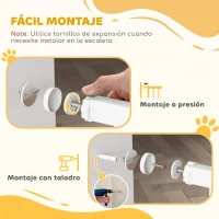 PawHut Barrera de Seguridad para Perros Pequeños Extensible 67-93,5 cm Altura 45 cm para Puertas y Escaleras Blanco(m-7)