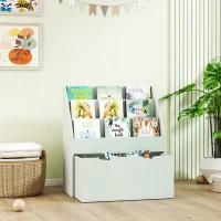 AIYAPLAY Bibliotecă pentru copii Multi-Organizare cu 3 niveluri de rafturi și un sertar, 62,5L x 30l x 70H cm, verde(m-6)