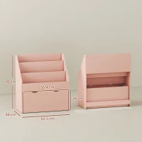 AIYAPLAY Bibliotecă pentru copii Multi-depozitare cu 3 niveluri de rafturi și un sertar, 62,5L x 30l x 70H cm, roz(m-3)