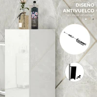 kleankin Armario de Baño Alto y Estrecho con Puertas y Estantes Ajustables 30x30x81,5 cm Blanco Brillo(m-6)