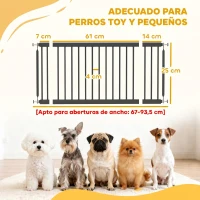 PawHut Barrera de Seguridad para Perros Pequeños Extensible 67-93,5 cm Altura 45 cm para Puertas y Escaleras Negro(m-3)