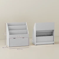 AIYAPLAY Biblioteca Infantil Multialmacenamiento con 3 Niveles de Estantes y un Cajón 62,5x30x70 cm Gris(m-3)