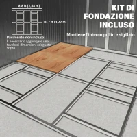 Outsunny Casetta da Giardino con Porte Scorrevoli e Tetto Inclinato, in Acciaio, 340x386x200 cm, Grigio(m-6)