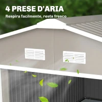 Outsunny Casetta da Giardino con Porte Scorrevoli e Tetto Inclinato, in Acciaio, 340x386x200 cm, Grigio(m-9)