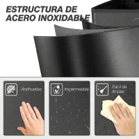 HOMCOM Edelstahl-Küchenabfalleimer mit 2 Fächern 2x 20 L, Pedal, Soft-Close-Deckeln und herausnehmbarem Eimer, Schwarz(m-4)