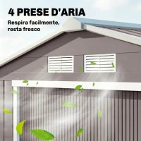 Outsunny Casetta da Giardino Porta Utensili in Lamiera con Porte Scorrevoli, 213x130x185 cm, Grigio(m-8)