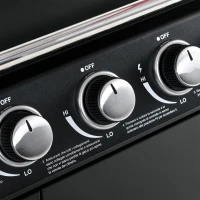 Outsunny Barbecue a Gas con Coperchio, 7 Bruciatori da 20kW, Fornello Laterale e 2 Ruote, 135x50x100 cm, Nero(m-14)