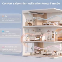 HOMCOM Ventilateur sur pied silencieux 20 dB pour chambre, ventilateur avec oscillation à 90°, 8 vitesses et lumière LED, blanc(m-7)
